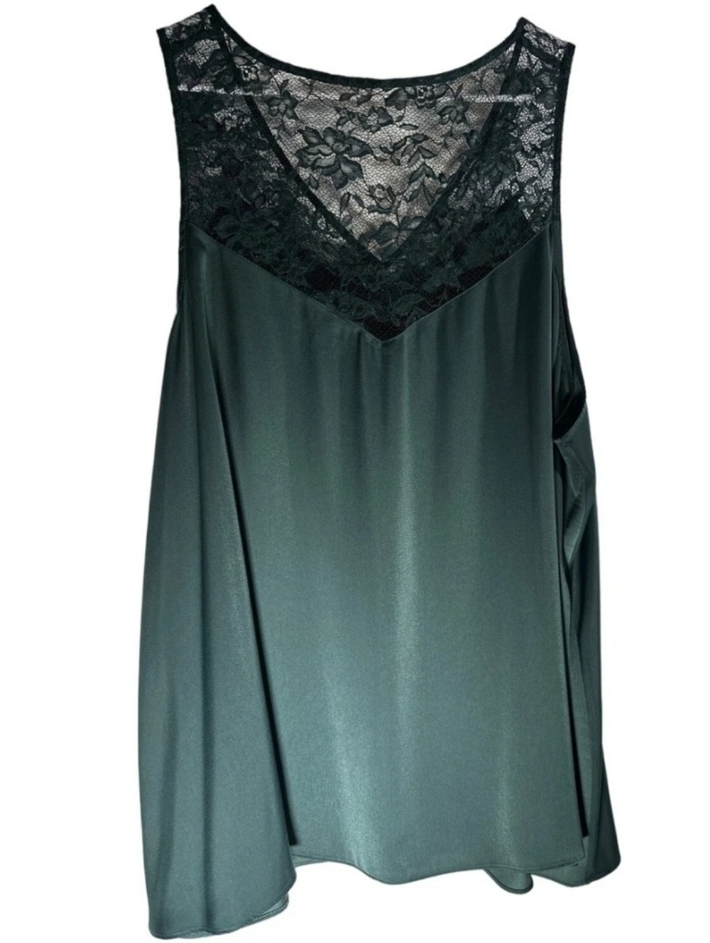Torrid - Dark Forest Green Satin Chemise with Lace